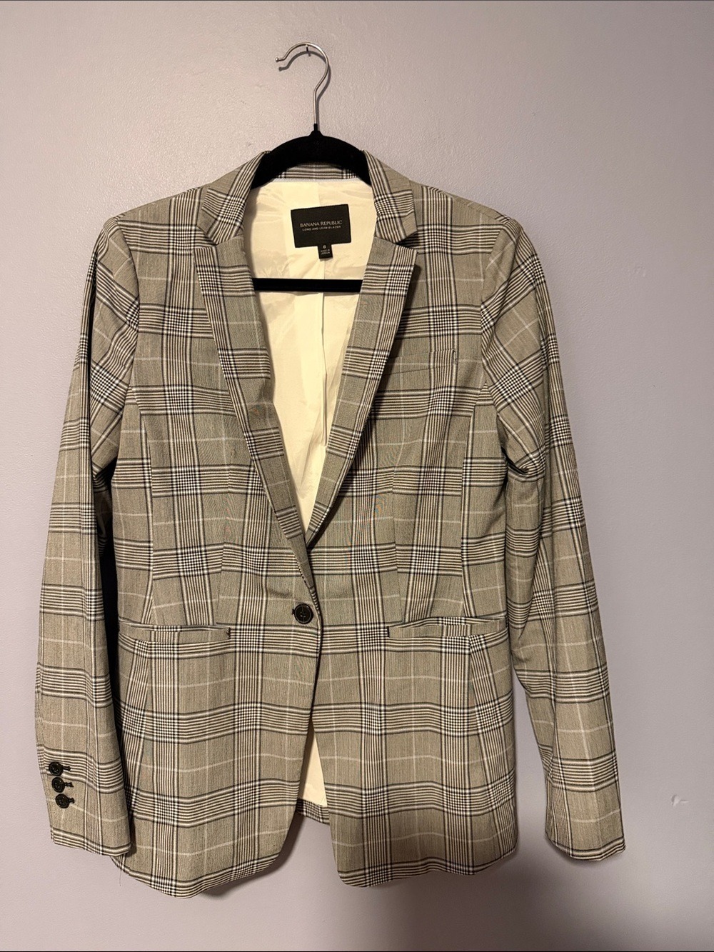 Banana Republic Long Lean Glen Plaid Blazer classic preppy 6